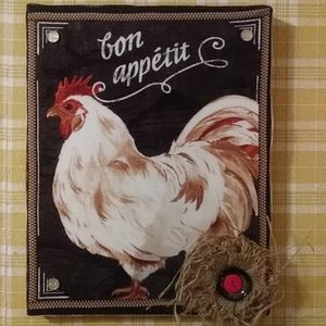 Rooster Bon Appetit Wall Hanging Wall  Plaque Decor home kitchen country